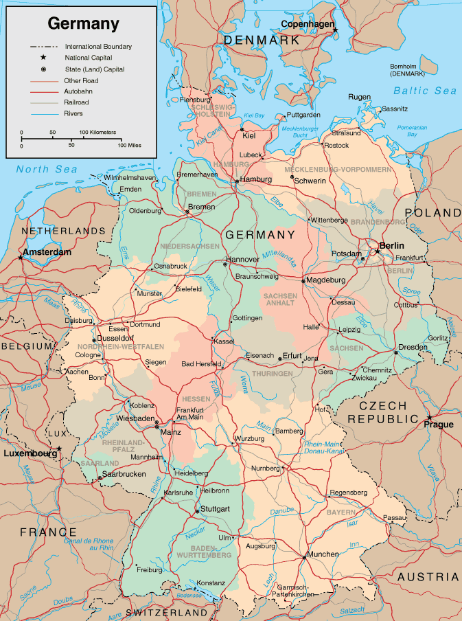 detailed map of germany