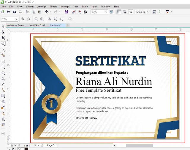 Ready To Print : Download Sertitikat CDR Coreldraw Elegant Emas