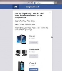 you have won an iPad pop-up