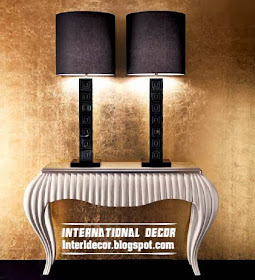 silver table, table lamps, art deco style in modern interior