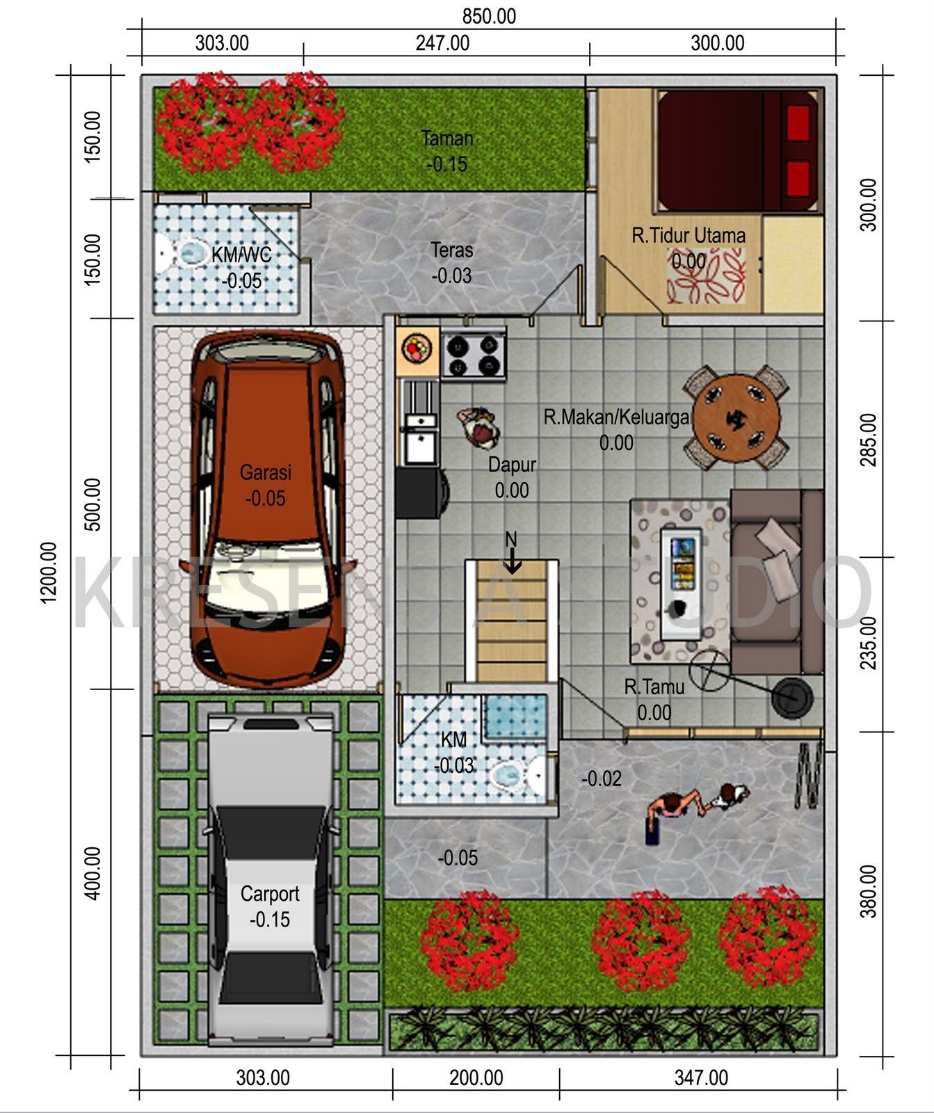 Contoh Denah Rumah Masuk 2 Mobil Menarik ZONABUZZ