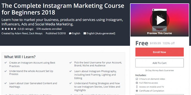 [100% Off] The Complete Instagram Marketing Course for Beginners 2018| Worth 199,99$