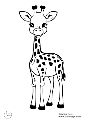 Easy giraffe coloring page