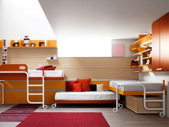 Bright and ergonomic furniture for modern teen room by Battistella Industria Mobili 1 2 554x415 Desain Kamar Tidur Anak Minimalis dan Nyaman