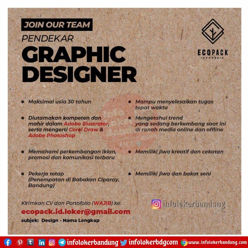 Lowongan Kerja Graphic Designer Ecopack Indonesia Bandung Maret 2021