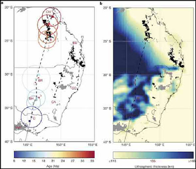 Cosgrove hot spot volcanic chain north to south in the east of australia