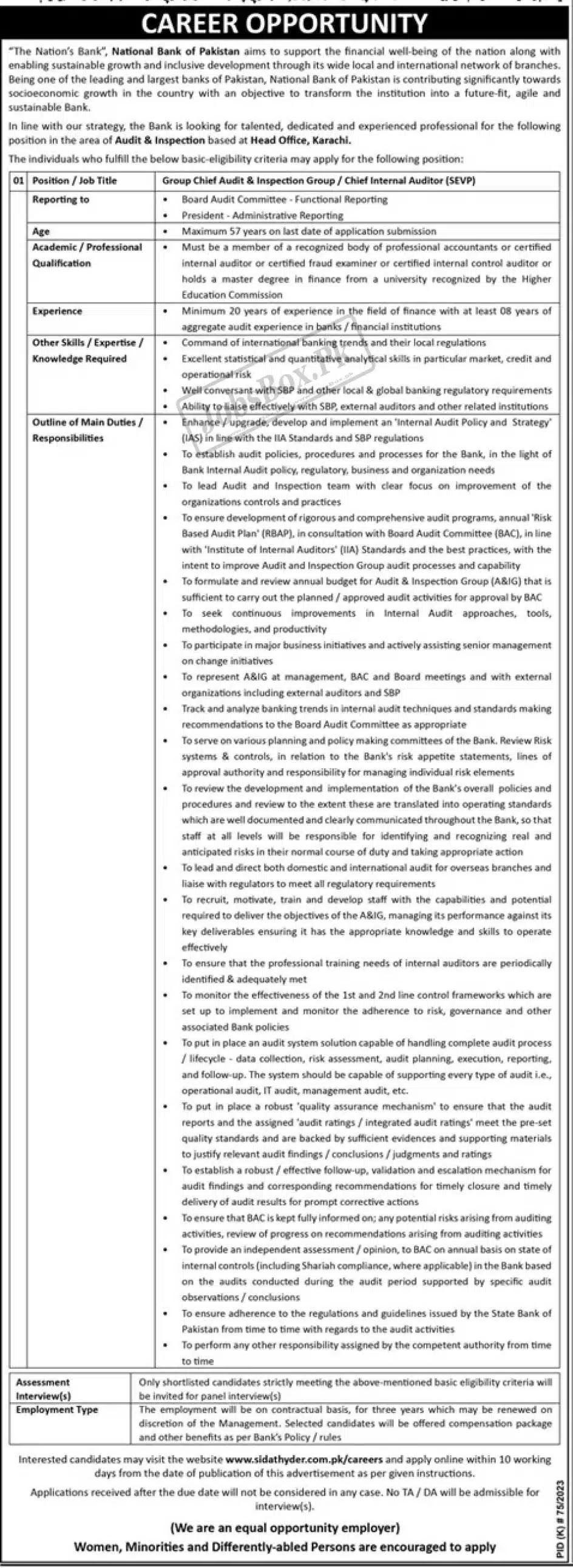 National Bank of Pakistan NBP Jobs 2023 - Latest Advertisement