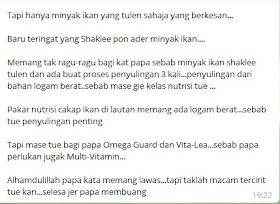 Testimoni Omega Guard Shaklee