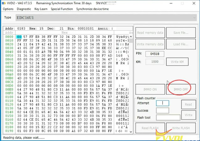 EDC16U1 Change KM and IMMO Off with Xhorse VVDI2 8