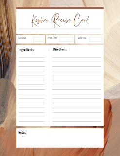 Kosher Recipe Cards - Free Printable Digital Files - Beige Brown Abstract Theme