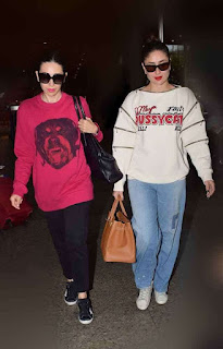 karishma kapoor with sister kareena at airport