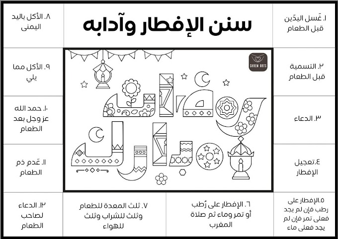 رمضان مبارك سنن الافطار وآدابه لوحة تلوين