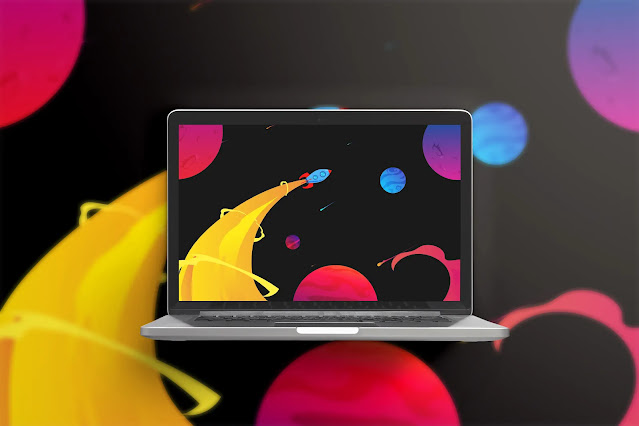 Black gradient space with a rocket background 1
