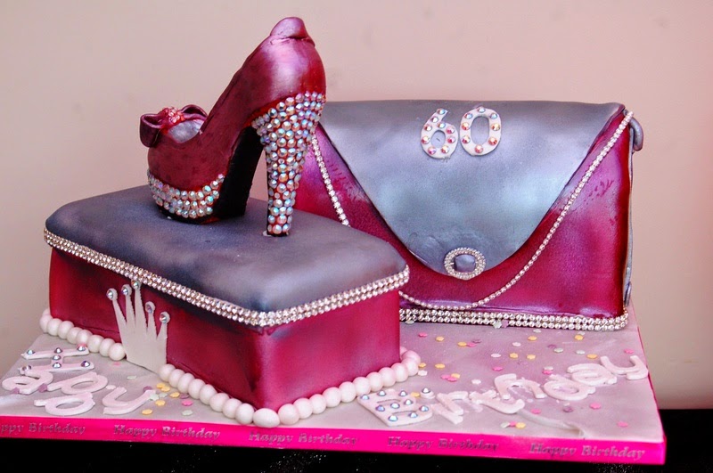 cake topper red handbag and shoes are beautiful
