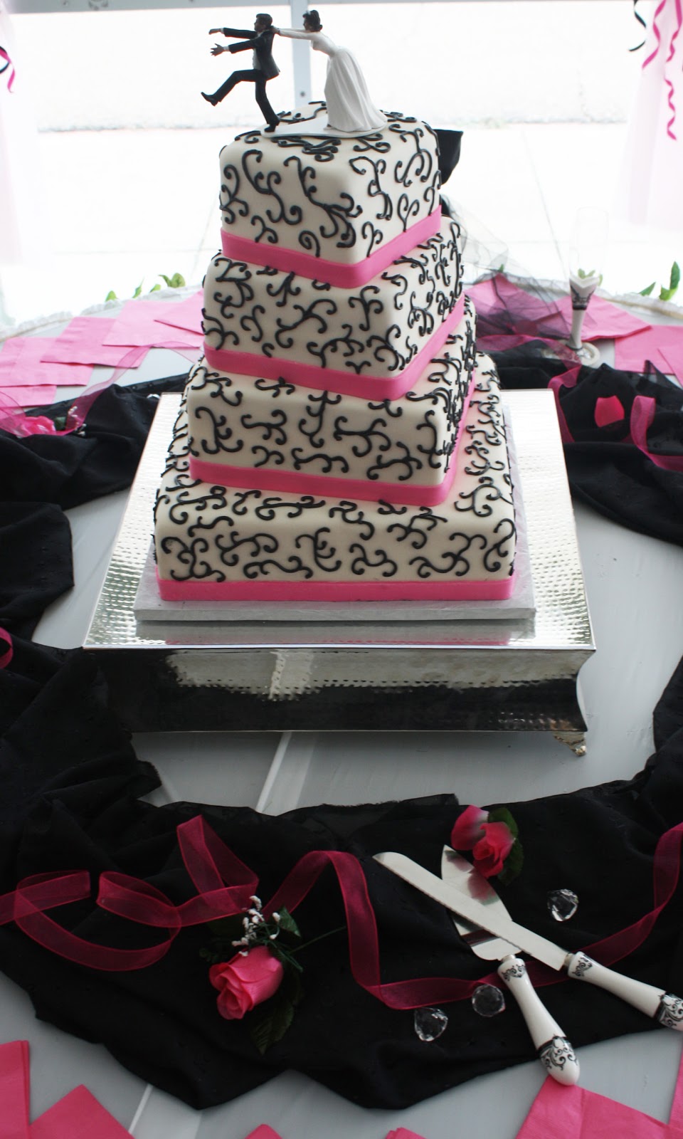 pink and black wedding