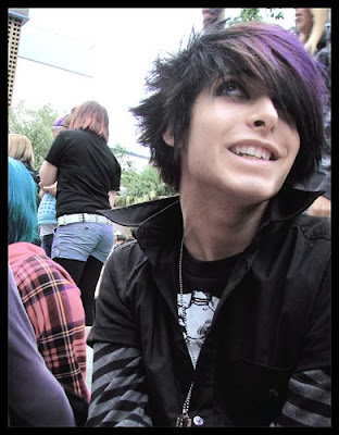 cropped hairstyles, deep and bright hair colors, medium emo