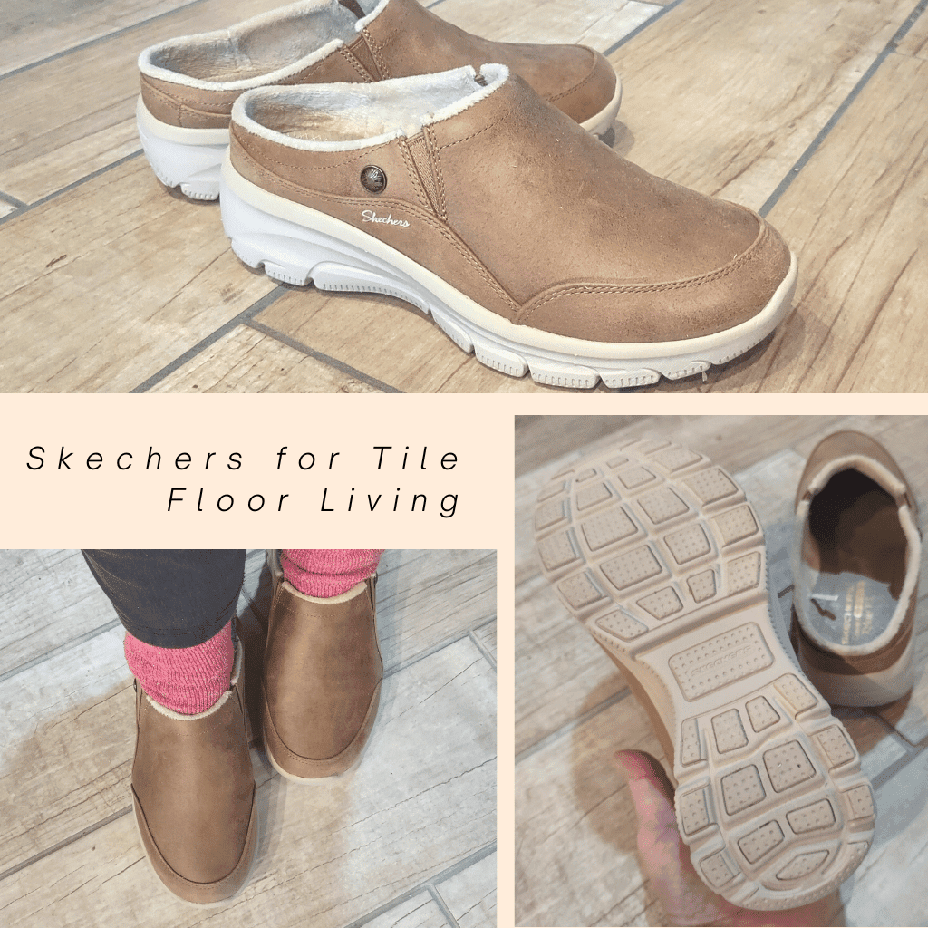 Skechers Women's Easy Going-Latte 2 Mule for tile floors indoors.