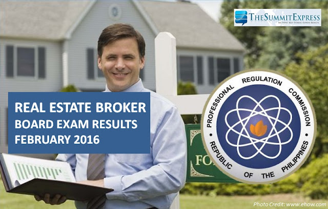 February 2016 Real Estate Broker board exam passers