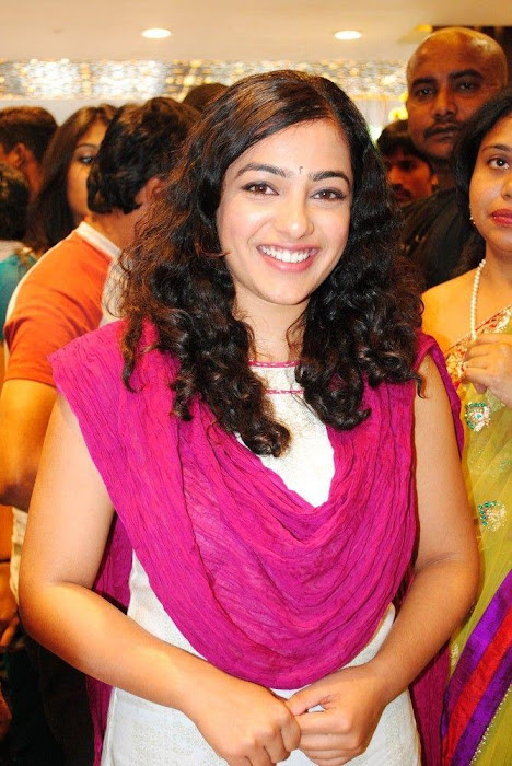 nithya menon in white chudi nithya menon