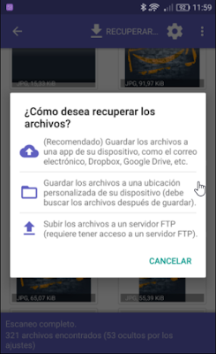 Guardar los archivos recuperados de DiskDigger