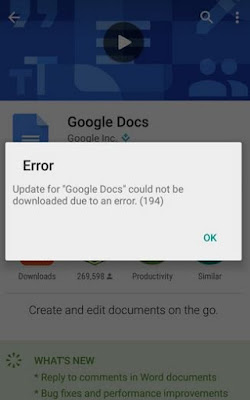 Як позбутися помилки 194 в Play Market, 