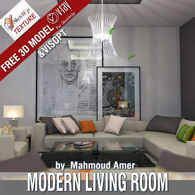 Hello to all sketchup Texture Club members  Free SketchUp 3D model Modern Living room #42 in addition to vray visopt