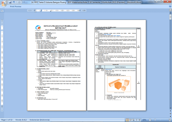 Contoh Rpp Matematika Kelas 5 Sd Semester 2 Kurikulum 2013 Revisi Terbaru 2017 2018