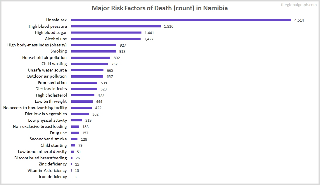 Major Cause of Deaths in Namibia (and it's count)