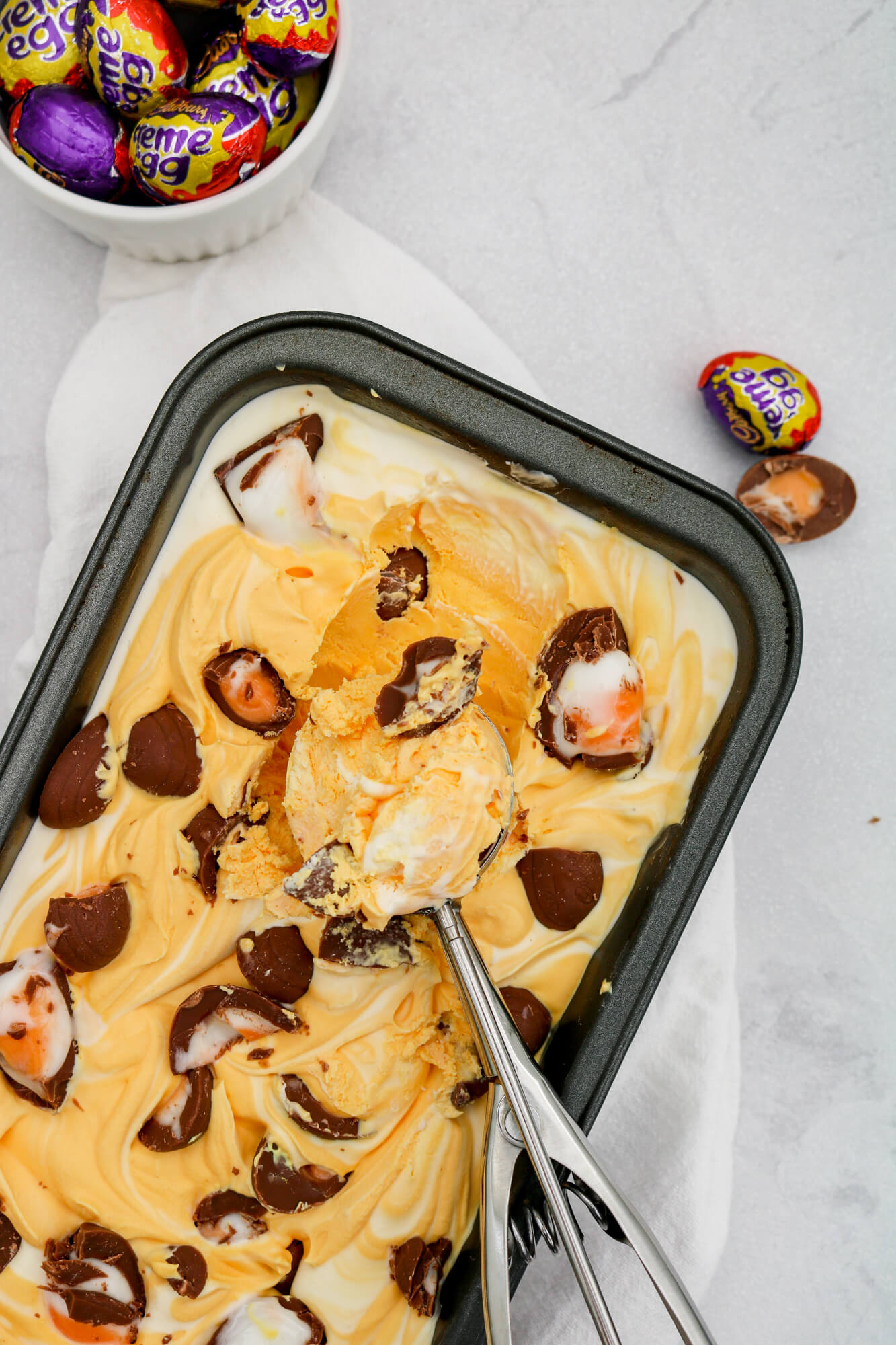 No Churn Creme Egg Ice Cream | Take Some Whisks