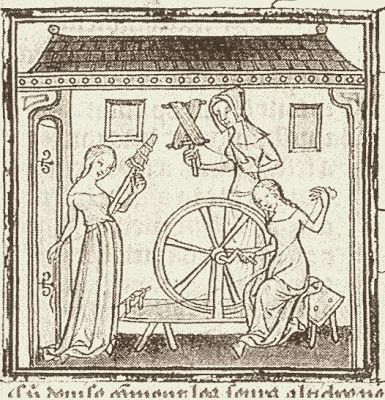 How did women spin in the 15th century.
