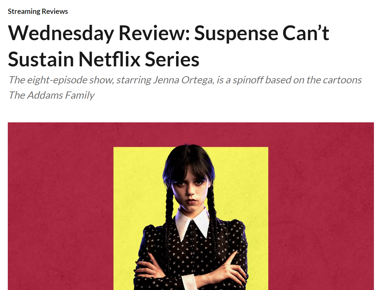 Wednesday Review: Suspense Can't Sustain Netflix Series