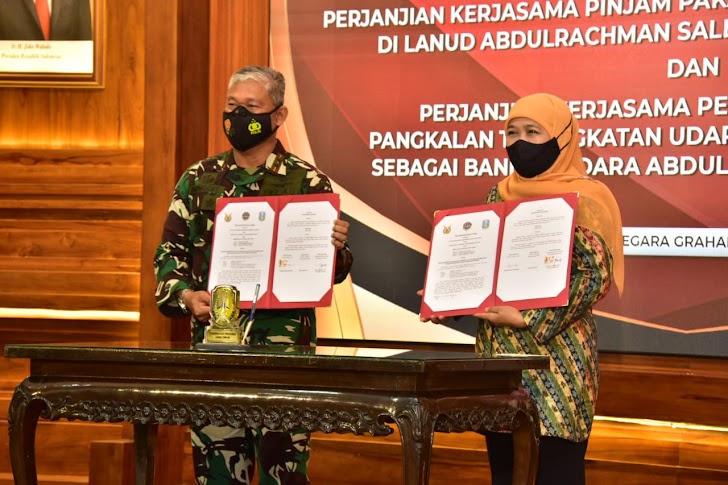 Pangkoopsau II Lakukan Penandatanganan Perjanjian Kerja Sama Dengan Gubernur Jawa Timur