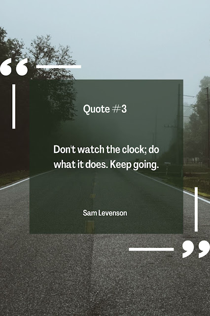 Quote #3: "Don't watch the clock; do what it does. Keep going." - Sam Levenson