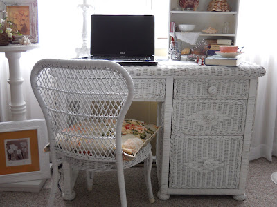 White Wicker Chair on Lakehouse  Yard Sale Wicker