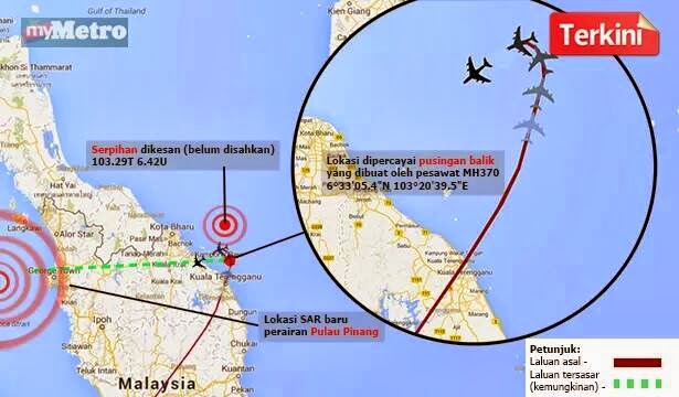 Penyiasatan MH370 - Tak tolak kemungkinan MH370 ubah haluan berpatah balik