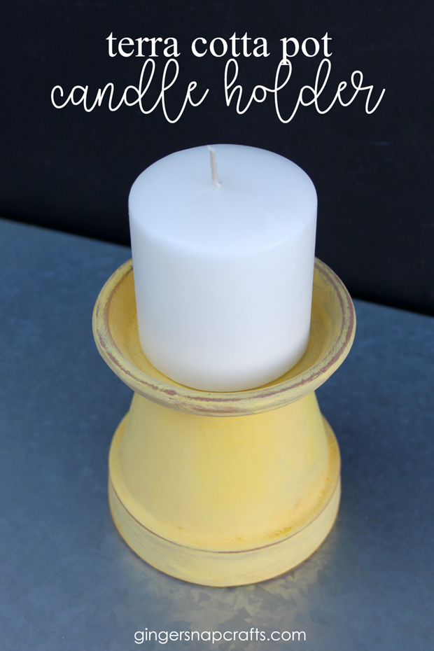 Terra Cotta Pot Candle Holder at GingerSnapCrafts.com #candle #terracotta #crafts