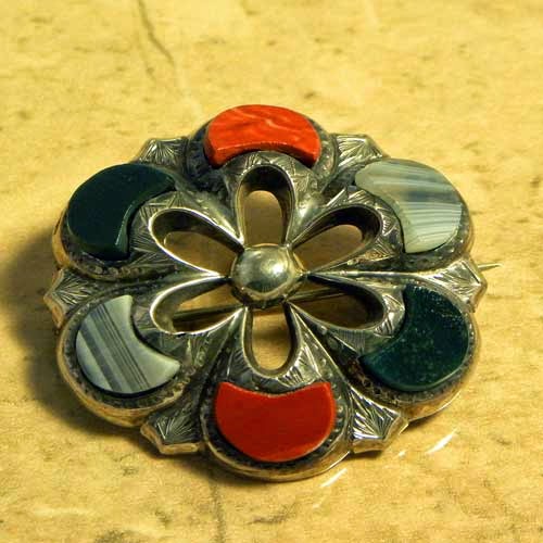  Scottish jewellery antique agate brooch in silver