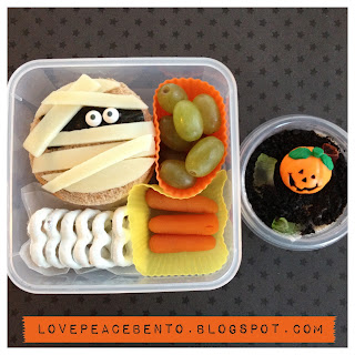 Halloween Bento Lunch for Kids with Mummy Sandwich