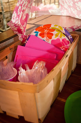 Focus on Pink when using Luau Party Decorations for a Baby Shower - True Blue Style Event Planning