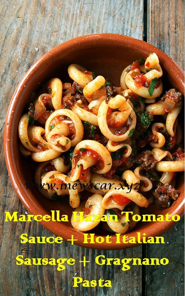 Second Marcella Hazan Tomato Sauce + Hot Italian Sausage + Gragnano Pasta 
