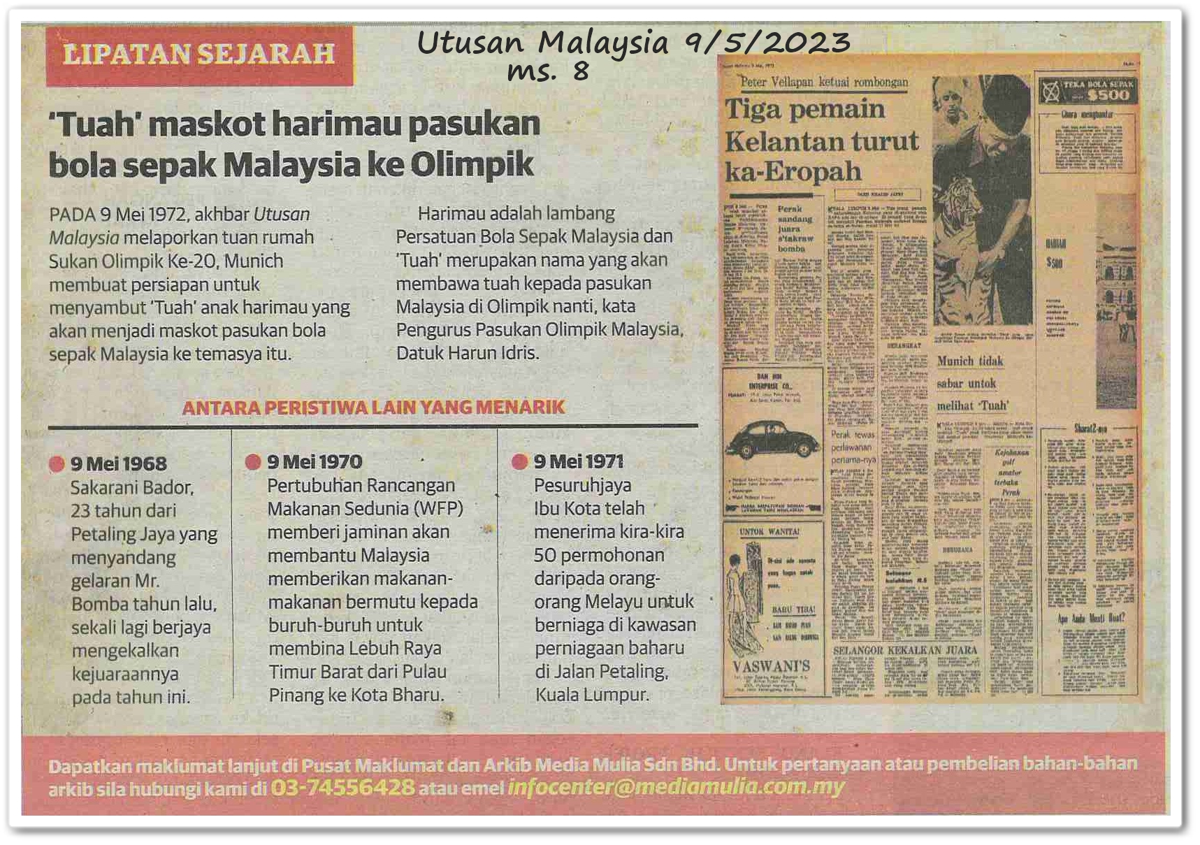 Lipatan sejarah 9 Mei - Keratan akhbar Utusan Malaysia 9 Mei 2023