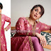 Ramya Krishna in Pink Satin Embroidery Collar Neck Pattern Salwar Kameez