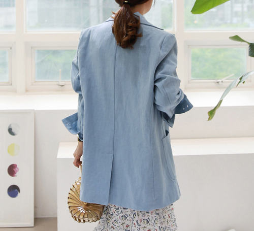  Belted Linen Blazer