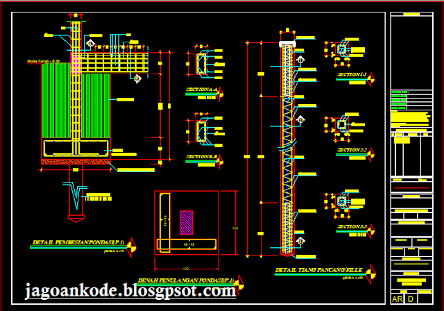 Pada artikel sebelumnya admin telah memposting  Detail Piling Pile Pondasi (Tiang Pancang) Autocad dwg