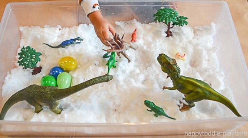 Dinosaur Sensory Bin for Toddlers - Happy Toddler Playtime
