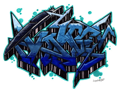 3d Graffiti Letters Sketch blue