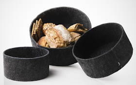 three felt bread baskets, gray