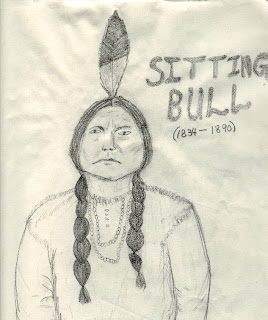 Sitting Bull, drawn in 1984 from an 1885 photo