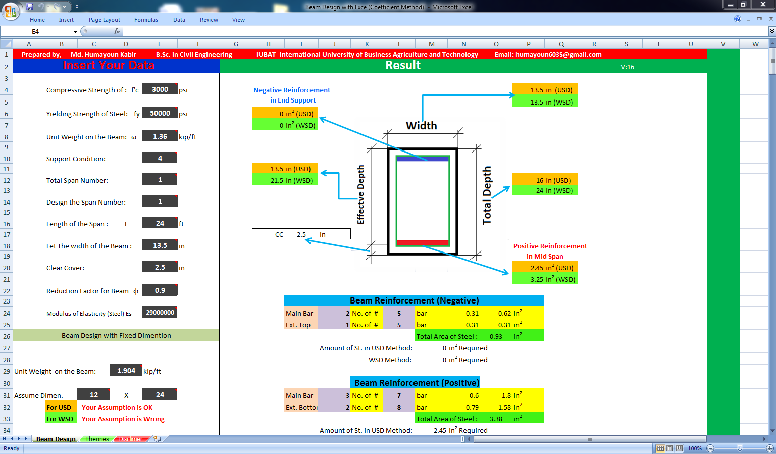 Beam Design Sheet