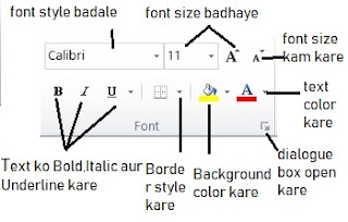 Font Group-home tab-excel in hindi